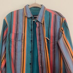 Vintage Wrangler bright striped men's
western shirt.